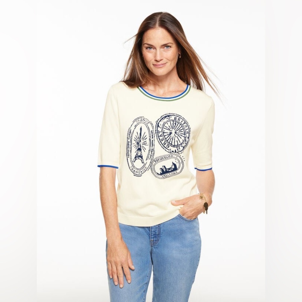 ELBOW SLEEVE PULLOVER - STAMP WHIMSY
